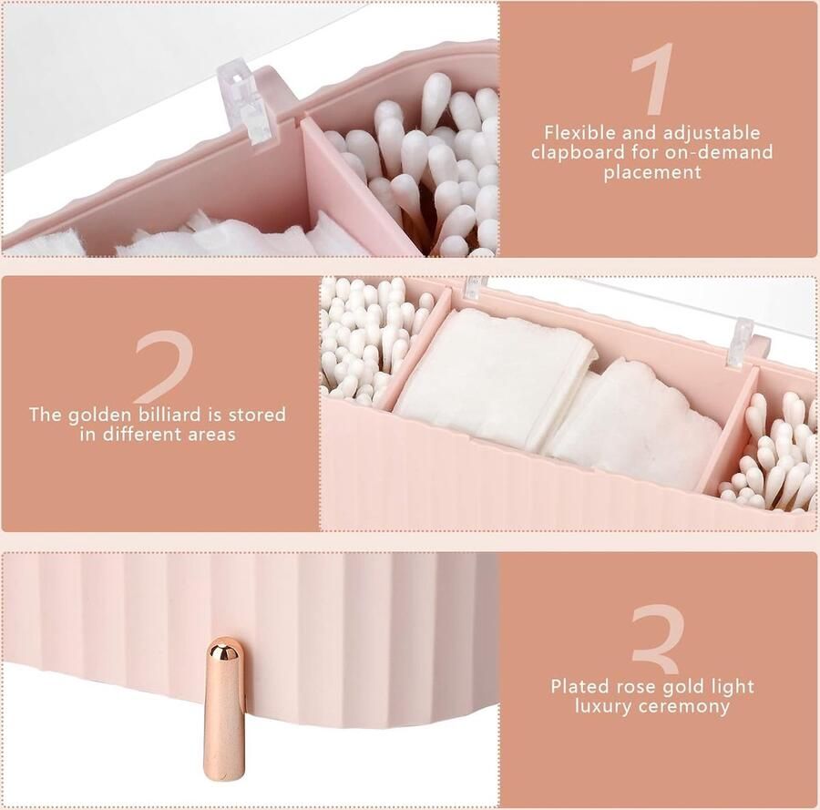 Make-up cosmetica-organizer wattenschijfjes opbergen met deksels wattenstaafjes houder oogschaduwkwast lippenstiftetui organizer 4 vakken make-uptafel accessoires make-up organizer
