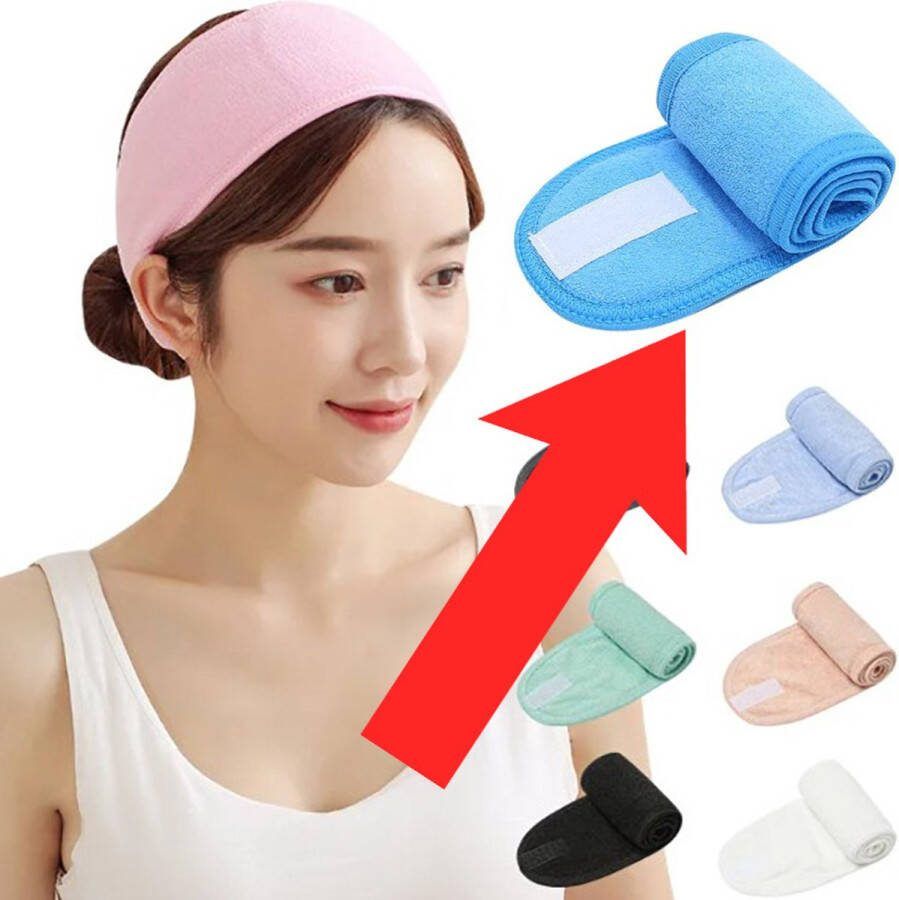Make Up Hoofdband Wit Haarband Om je haren uit je gezicht te houden tijdens het opmaken 1 Stuk Licht Blauw