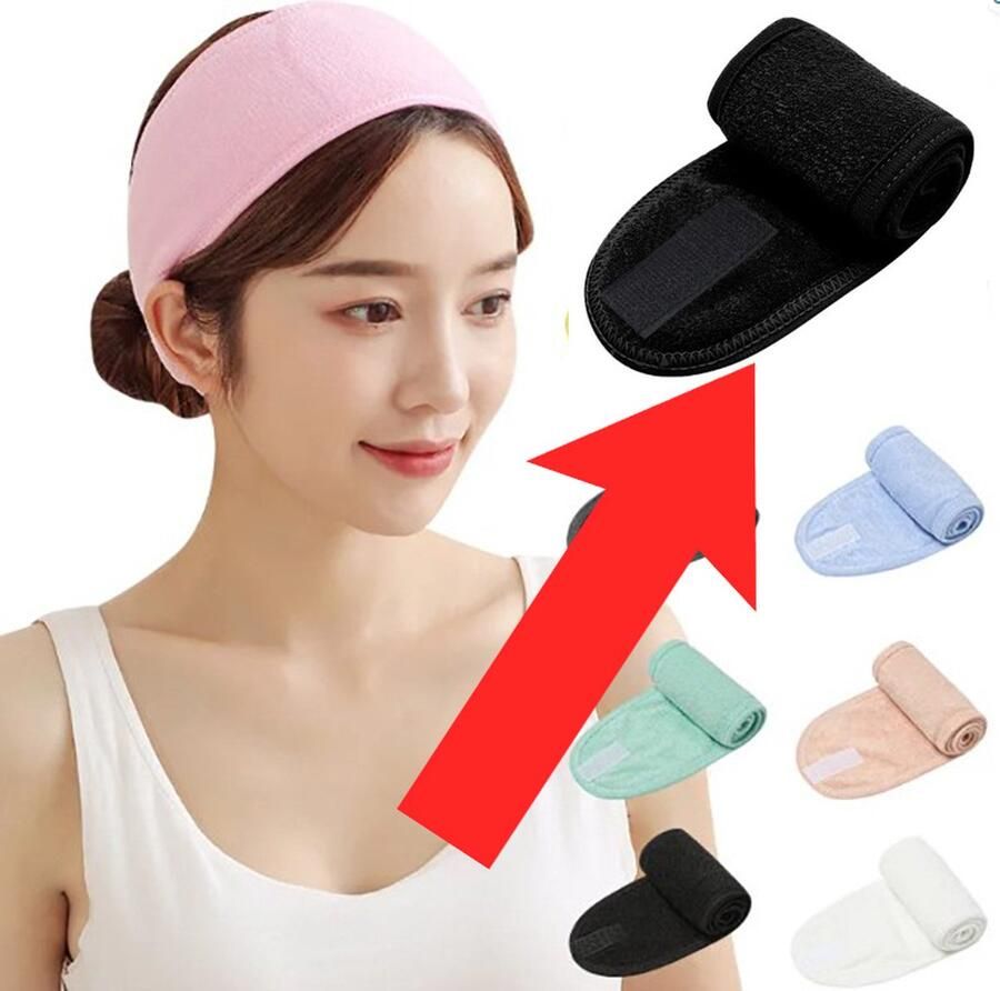 Make Up Hoofdband Wit Haarband Om je haren uit je gezicht te houden tijdens het opmaken 1 Stuk Zwart