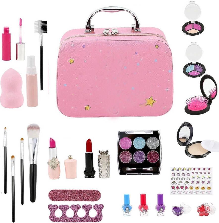 Make up Koffer Meisjes- Kinderen Make-up Sets voor meisjes 25PCS kinder speelkoffer