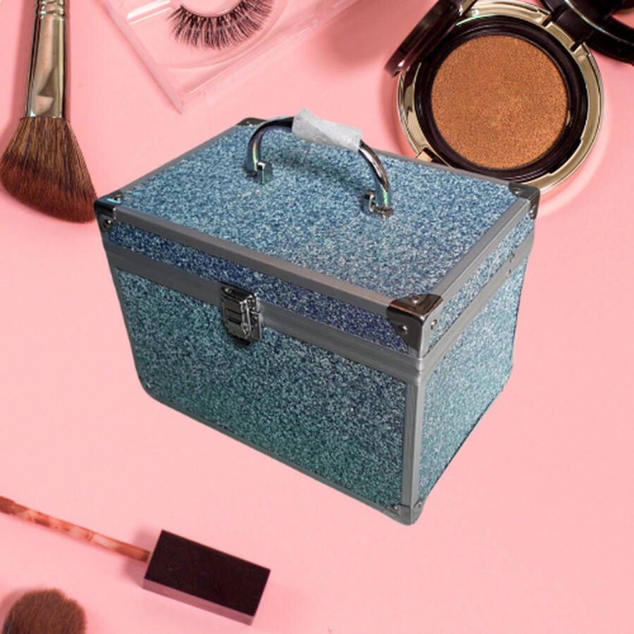 Make up koffer- Roze Zalm Meisjes case met spiegel- Sieradendoos Makkelijk draagbaar en Compact