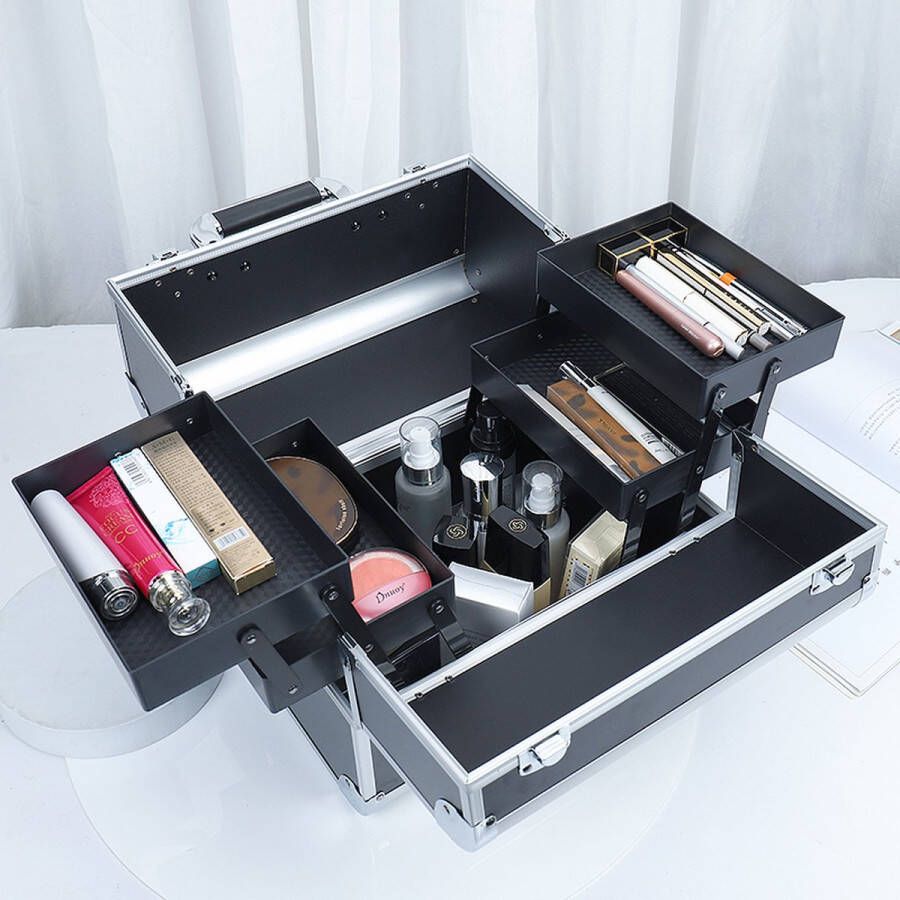Make Up Koffer Set Kinderen Zwart Visagie en Nagelstyliste Koffer