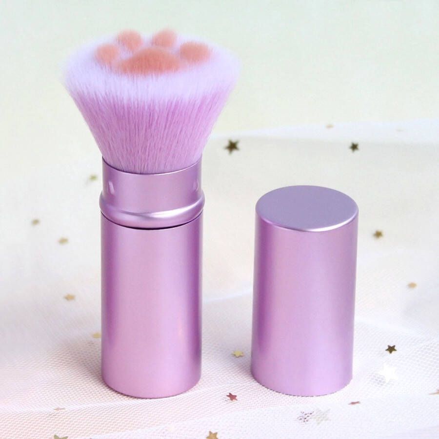 MerkIoos Make-up Kwast met Kattenpootje – Intrekbare Kwast voor Highlighter Blush Bronzer & Poeder – Lila – Make-up kwast met kattenpootje – Intrekbaar – Lila – highlighter blush bronzer en poeder – Zachte en precieze applicatie