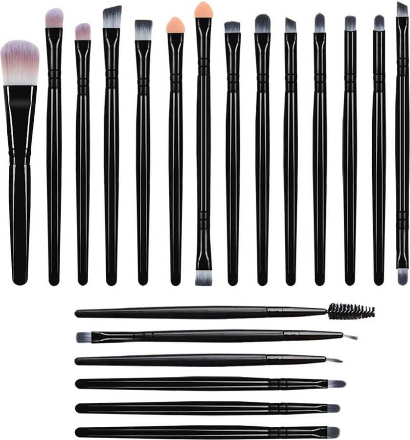 Make-up Kwastenset 20 Stuks Oogmake-up Kwasten voor Dames en Meisjes Draagbare Oogschaduwborstel voor Op Reis Multifunctionele Make-upborstel Wenkbrauwverhullende Kwast
