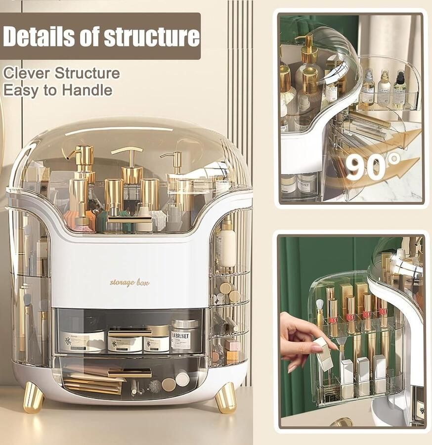 Make-up opslag Cosmetische organisator Cosmetische kaptafel met dekselladen Grote capaciteit (2#)