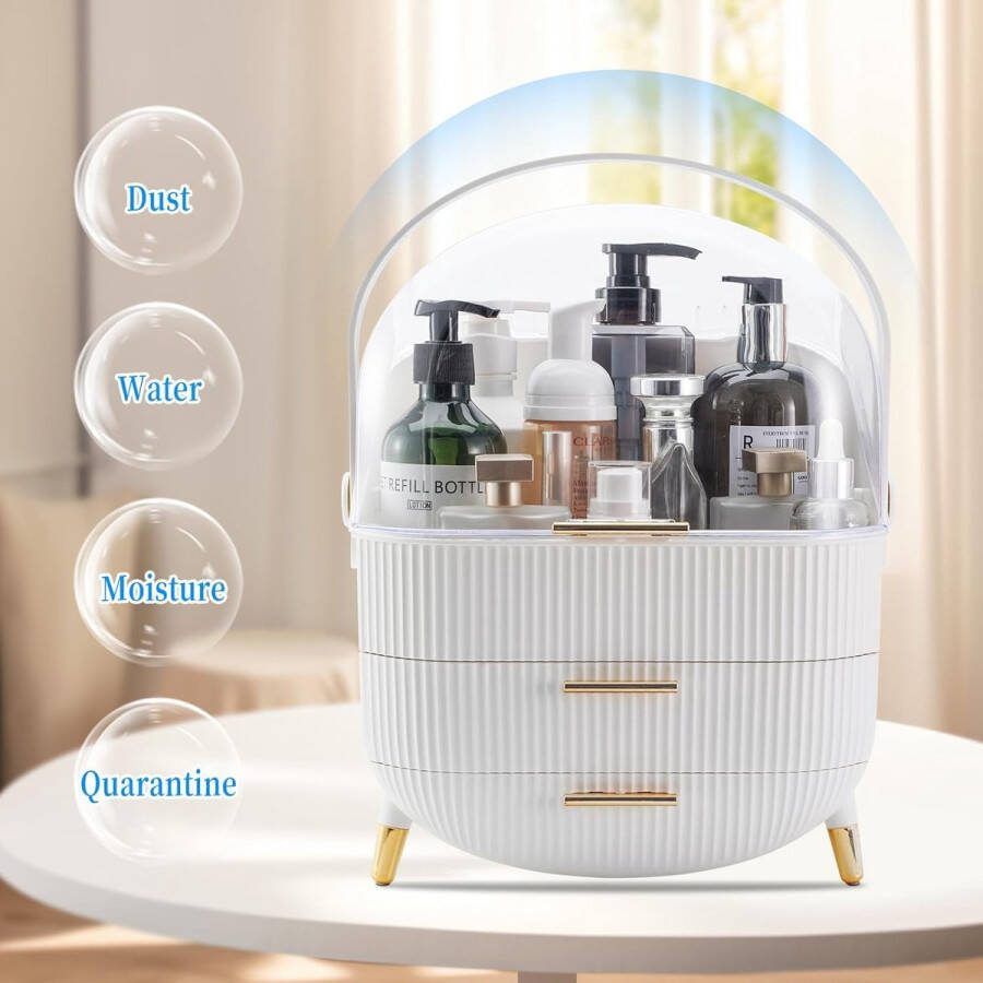 Make-up organisator opbergdoos cosmetische vitrinekast met transparante deksel stofdichte waterdichte cosmetische opbergdoos geschikt voor badkamer aanrecht en slaapkamer