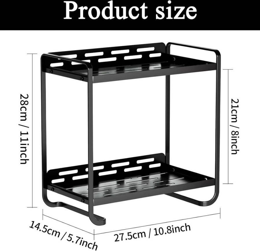 Make-up organizer 2 verdiepingen cosmetica-opbergmand parfumorganizer huidorganizer badkamerorganizer voor commode slaapkamer woonkamer (zwart)