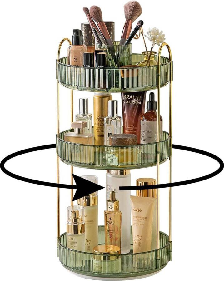 Make-up organizer 3 dieren make-uporganizer voor parfums en make-up huidverzorging toiletartikelen enz. Multifunctionele organizer rek voor commode slaapkamer woonkamer (groen)