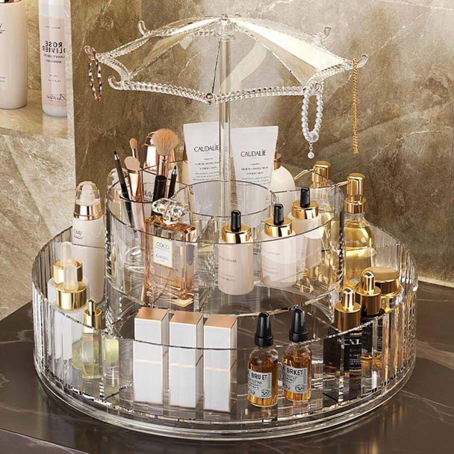 Make-up Organizer 360° cosmetica-organizer Skincare organizer cosmetische opbergdoos desktop voor dressers badkamer slaapkamer transparante commode van kunststof