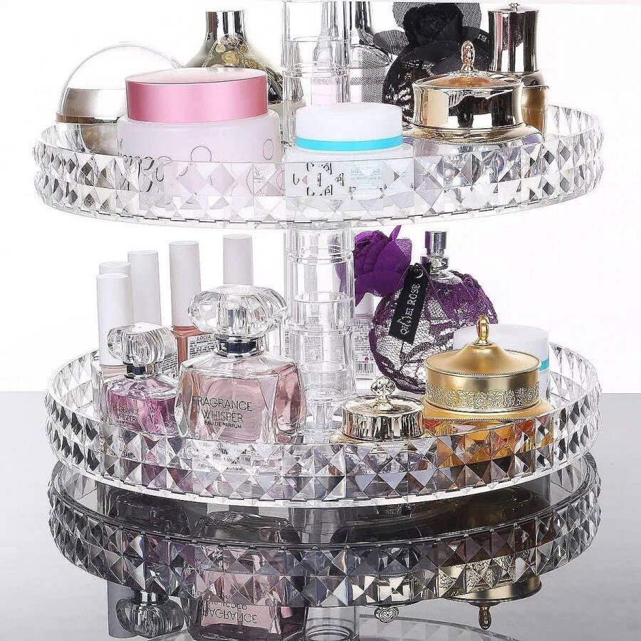 Make-up organizer 360 graden transparante acrylstandaard 3-laags roterend display voor cosmetica kristalontwerp slaapkameropslag Make-up organizer