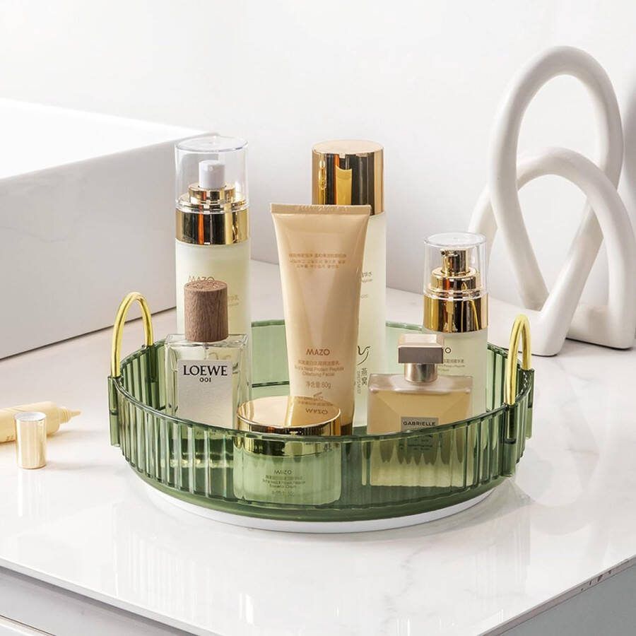Make-up organizer 360° roterende cosmetische organizer parfum organizer huidverzorging organizer voor badkamer (1 laag groen)