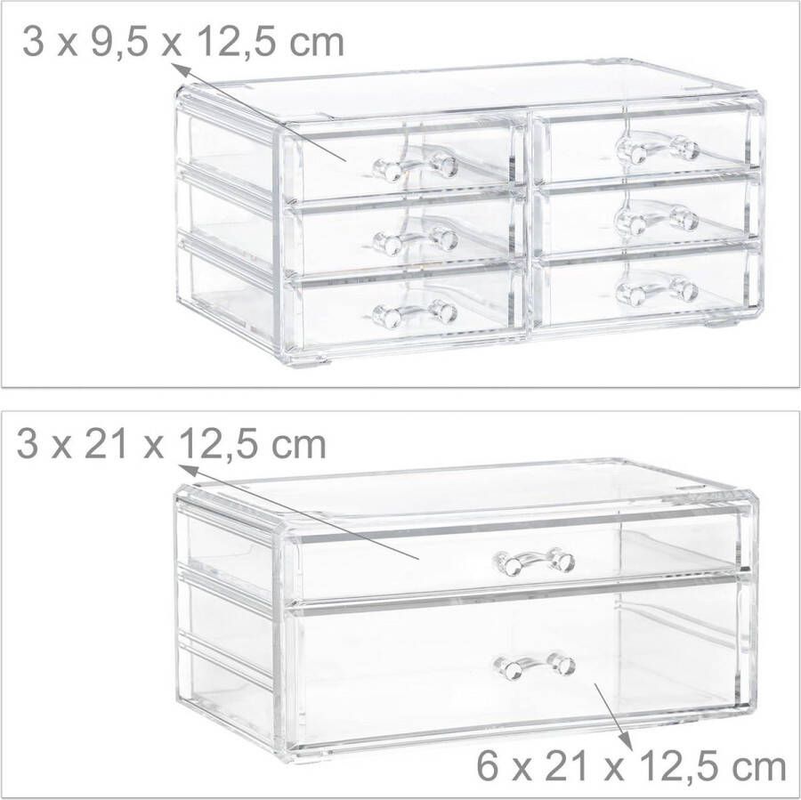 Make-up organizer 8 lades stapelbaar acryl 16 vakken lippenstifthouder opbergsysteem transparant