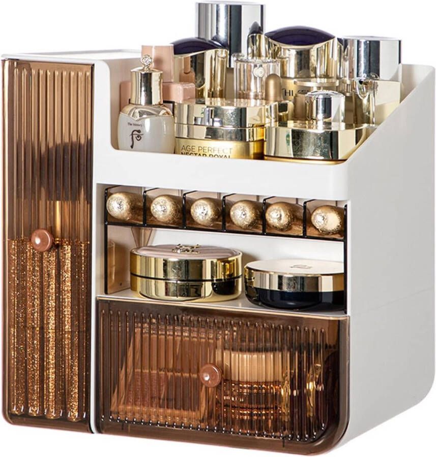 Make-up organizer cosmetica-opbergorganizer met lade make-up cosmetica-doos met afneembare lippenstifthouder make-up organizer beauty-organizer opbergdoos voor dressoir en slaapkamer