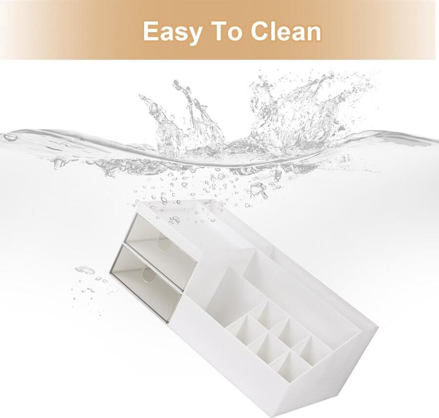 Make-up organizer cosmetica-organizer met 2 laden en 10 vakken make-up-organizer make-up en skincare cosmetica opslag make-uptafel organizer voor make-uptafel badkamer en slaapkamer