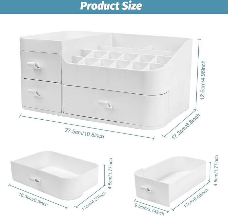 Make-up organizer Cosmetische opbergdoos met lades Kaptafel organizer Make-up box Beauty Organizer Grote make-up box voor nagellak lippenstift