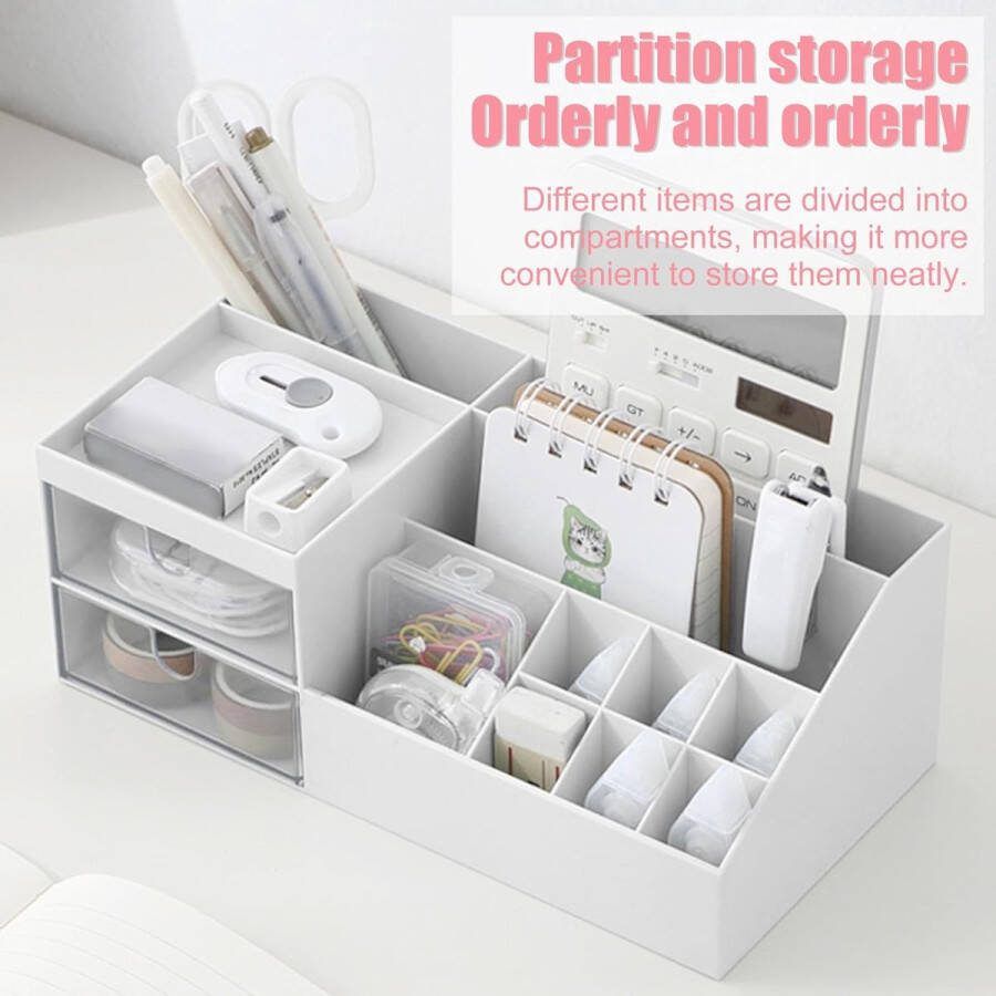 Make-up organizer cosmetische opbergdoos van kunststof met laden grote kaptafel organizer voor nagellak lippenstift parfum borstel briefpapier 24 x 12 x 9 mm