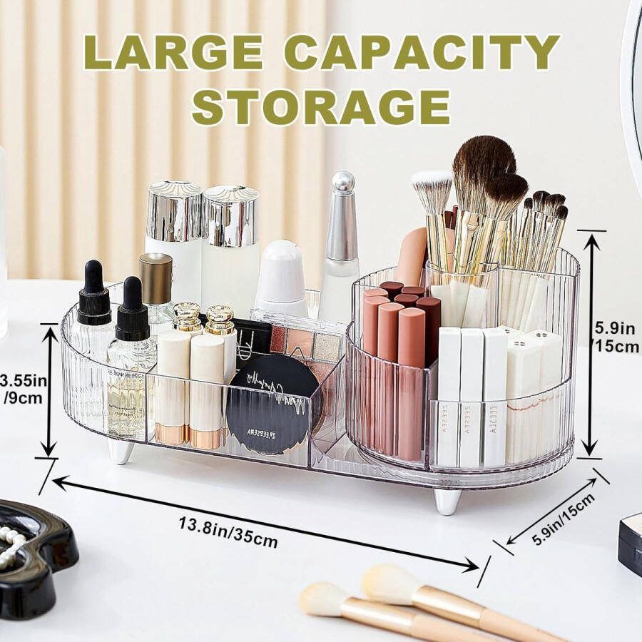 Make-up organizer cosmetische organizer Draaibaar en vak 2-in-1 360° draaibare cosmetische opbergruimte voor kaptafel slaapkamer badkamer parfumorganizer huidverzorgingsorganizer make-uporganizer