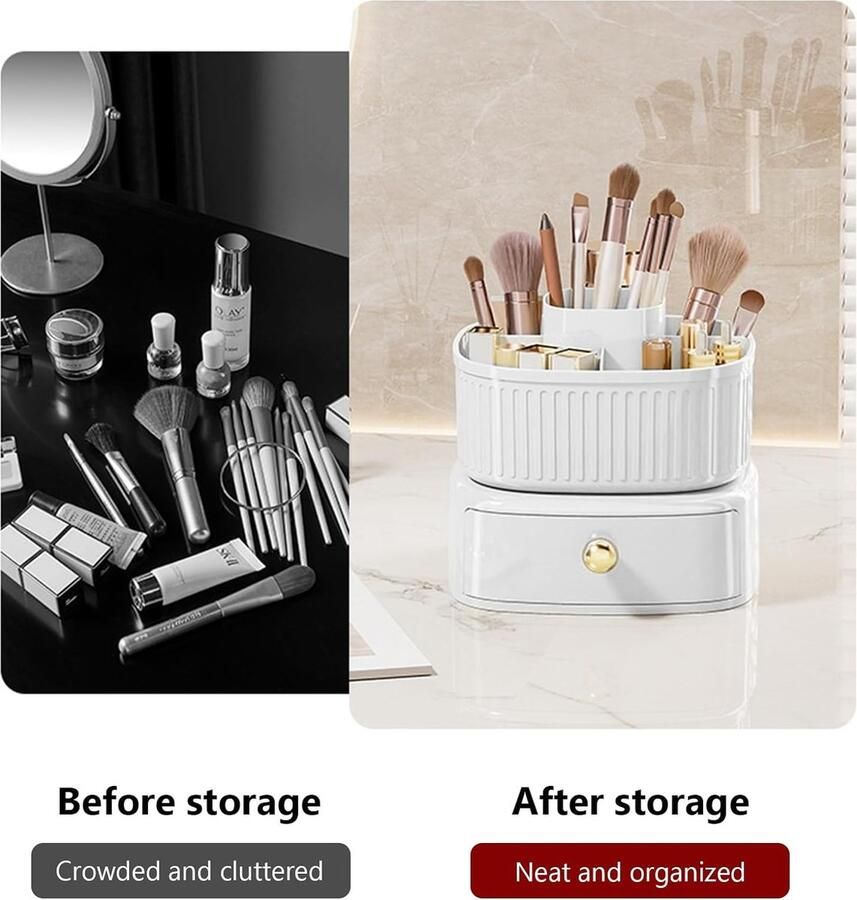 Make-up organizer draaibaar 360 graden cosmetica-organizer wit organizer make-up rotating make-up-organizer opslag skincare organizer multifunctioneel voor dressing badkamer