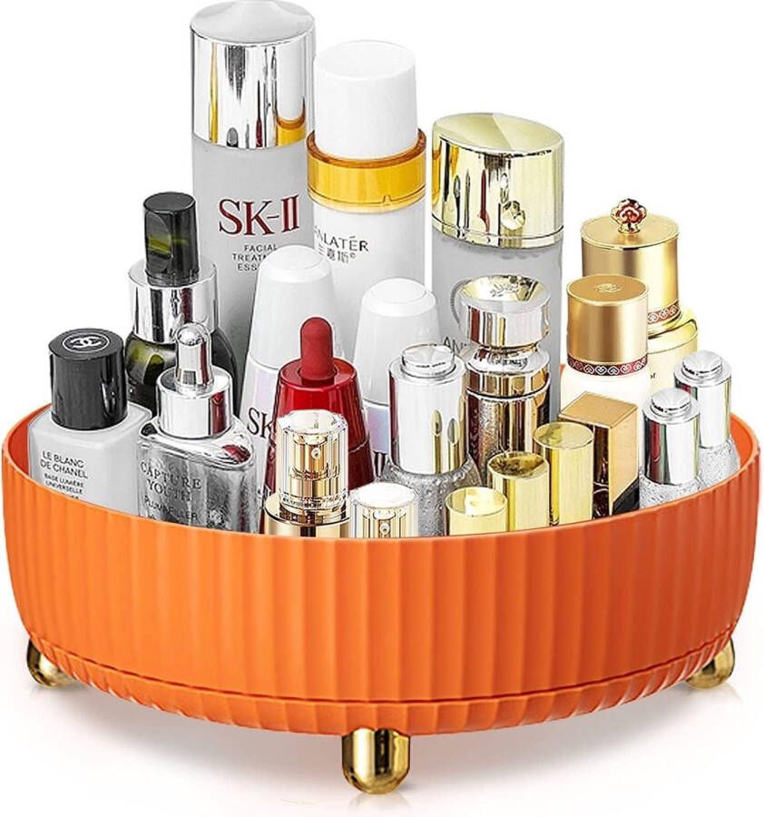 Make-up organizer draaibaar cosmetica-organizer rond 360 graden draaibare borstelorganizer badkamerorganizer draaibaar voor kamerdecoratie kaptafel slaapkamer badkamer (oranje