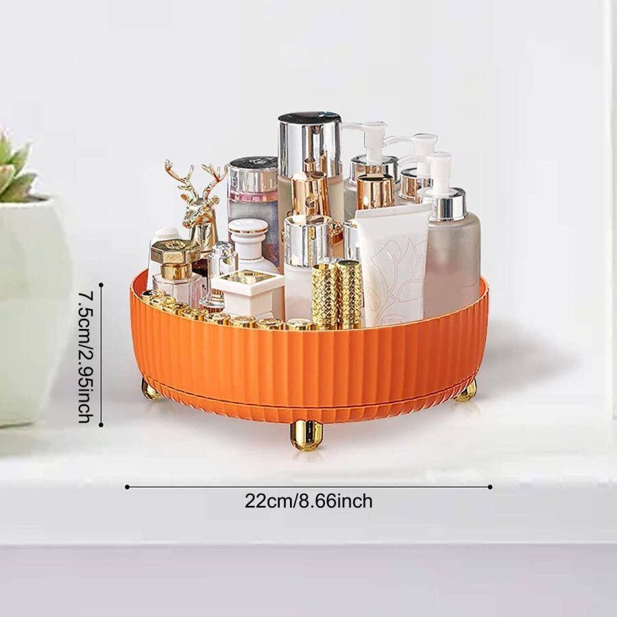 Make-up organizer draaibaar cosmetische organizer cosmetische roundel 360° roterende borstelorganizer badkamerorganizer draaibaar voor kamerdecoratie kaptafel slaapkamer badkamer (oranje