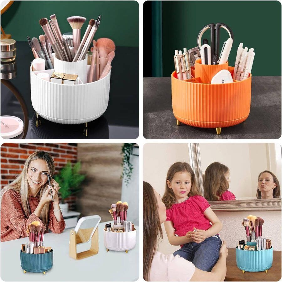Make-up organizer: draaibare 360° make-uptafel organizer grote capaciteit lippenstift organizer make-uptafel multifunctionele skincare organizer voor kamerdecoratie slaapkamer badkamer (wit)