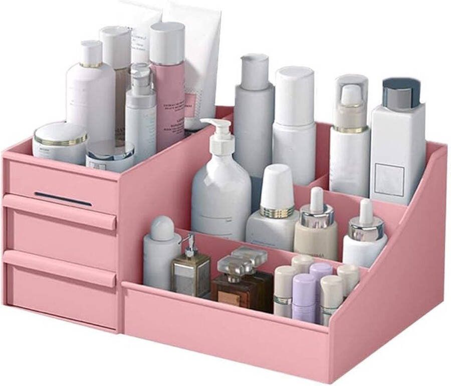 Make-Up Organizer met Lade Cosmetica Opbergdoos Pennenbakje Bureau Organizers Roze