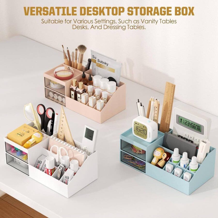 Make-up organizer met laden make-up opslag cosmetica make-up tafel box voor dresser slaapkamer badkamer wit