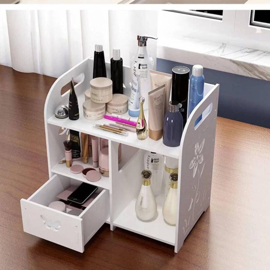 Make-up organizer met laden make-up opslag cosmetische kaptafel organizer make-up box met laden voor commode slaapkamer badkamer (30 x 26 x 16 hoog)