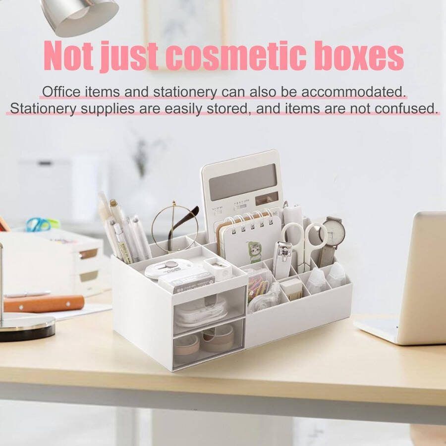 Make-up organizer met lades cosmetische organizer cosmetische opberger beauty organizer badkamer voor dressoir slaapkamer badkamer voor het opbergen van kleine voorwerpen (wit) wit