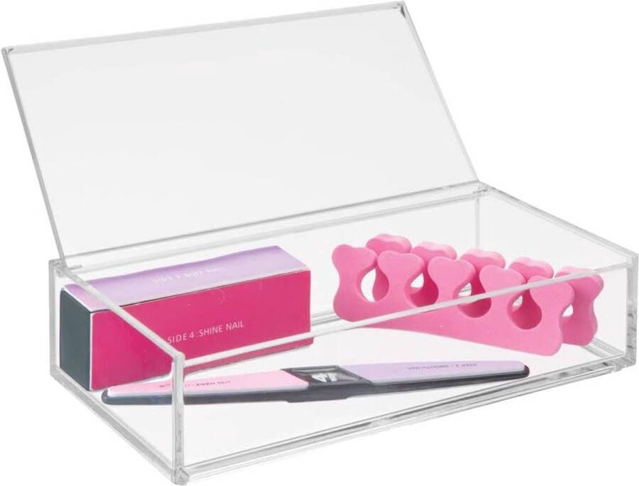 Make-up organizer opbergbox voor badmeubel wastafel badkamerkastjes voor oogschaduwpaletten lippenstift lipgloss rouge sieraden met spiegeldeksel klein plastic