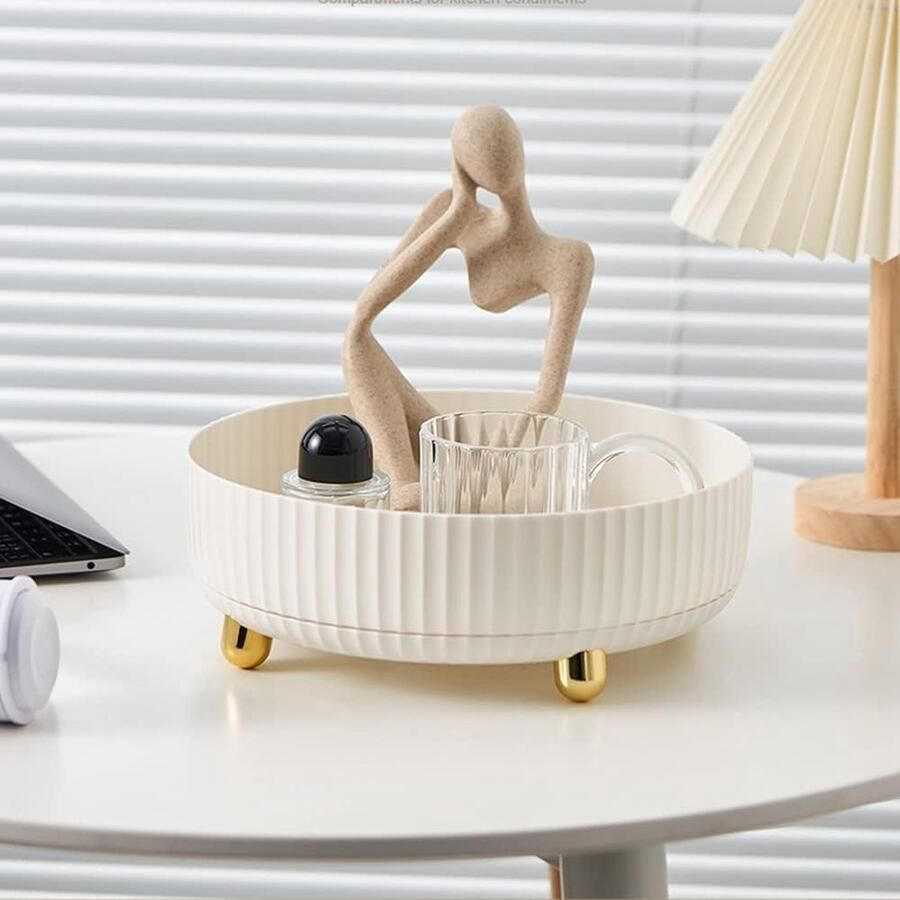 Make-up parfum organizer 360° roterende cosmetische organisator schoonheidsorganisator cosmetische lade met grote capaciteit voor kaptafel badkamerijdelheid aanrecht wit