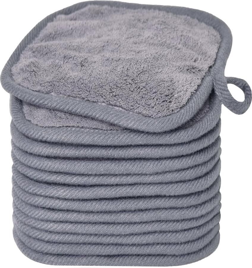 Make-up Remover Doeken voor gezicht oog lippen herbruikbare make-up remover pads zachte microfiber gezichtsreinigingsdoeken 5 x 5 inch 12 Pack (grijs)