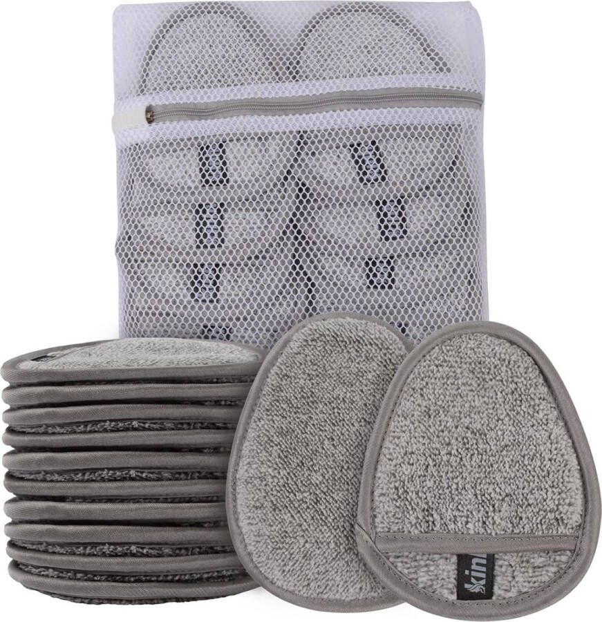 Make-up remover pads herbruikbare make-up pads wasbaar bamboe microvezel make-up pads gezicht super zachte gezichtsreinigingspads met waszak lichtgrijs 12 stuks