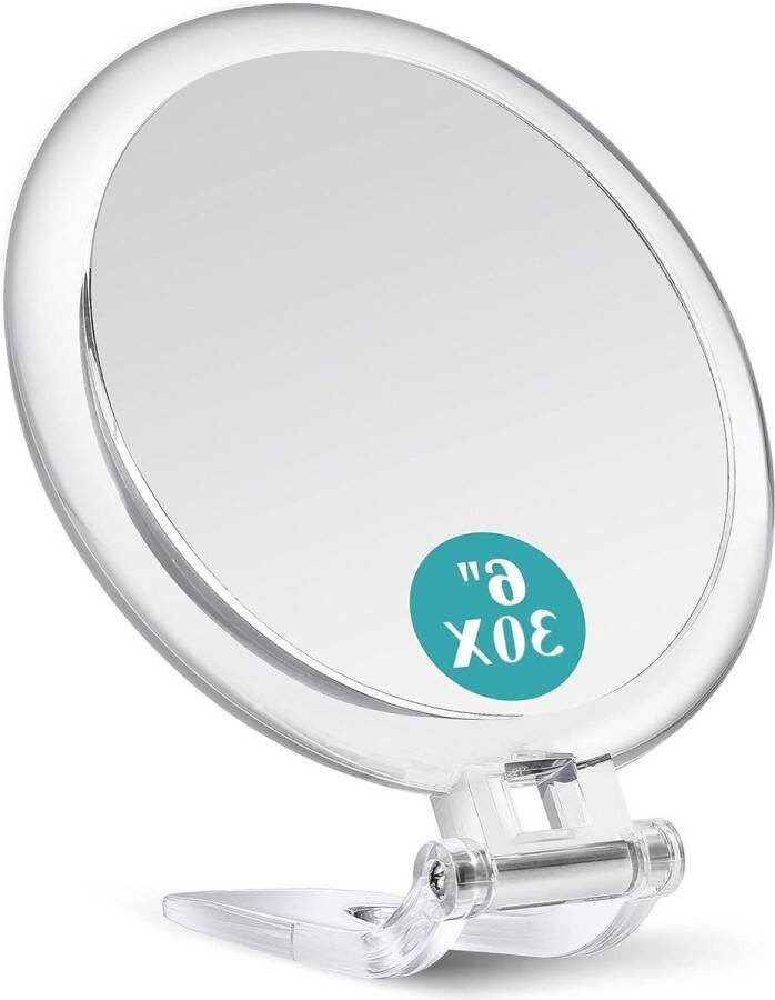 Make-up spiegel 30X vergrotende reizen-opvouwbare handheld spiegel met voetstuk en dubbelzijdige 6 inch 1 30x vergroting