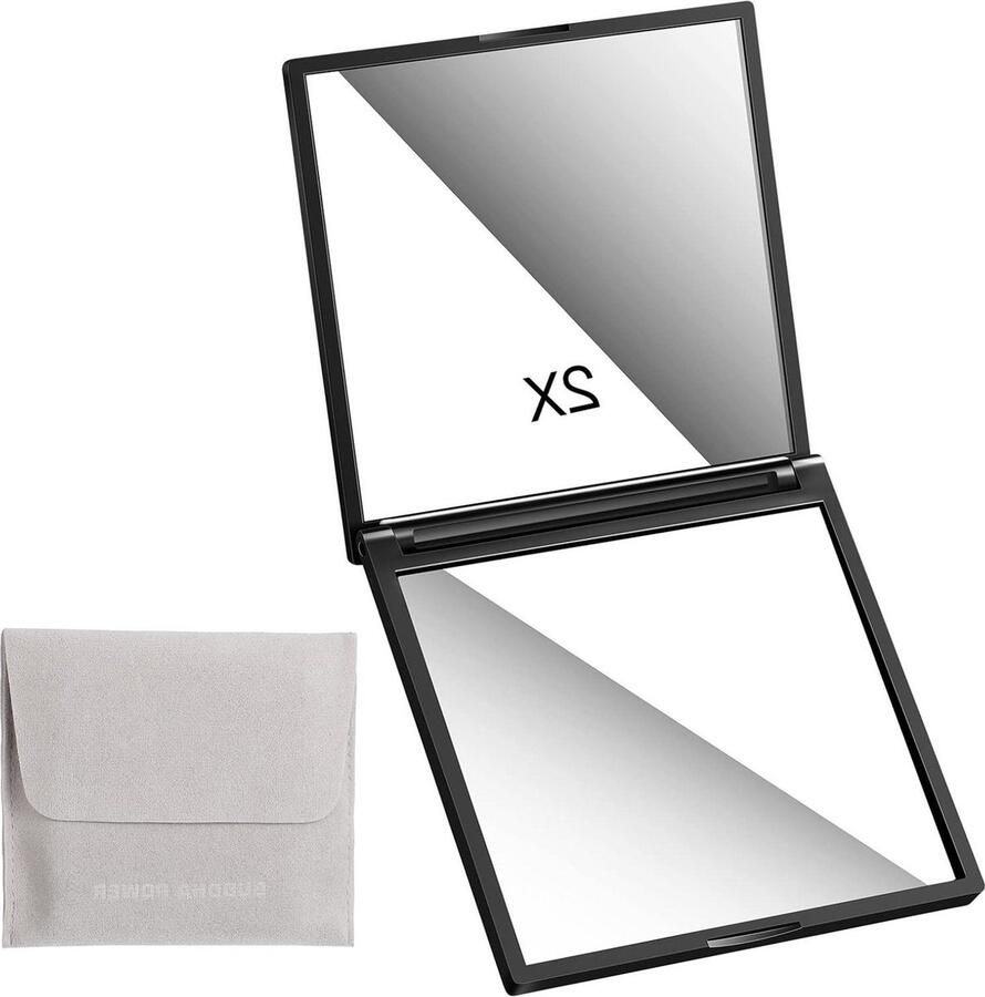 Make-up Spiegel Compacte reizen make-up spiegels- klein formaat 1x 2x vergrootspiegel- zak draagbare spiegel met opbergtas voor vrouwen mannen