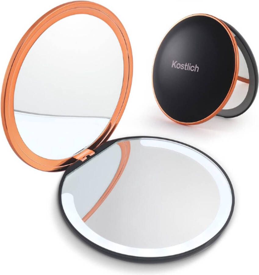 Make-up Spiegel Dimbare LED-verlichting Draagbare Reisspiegel 7x Vergroting