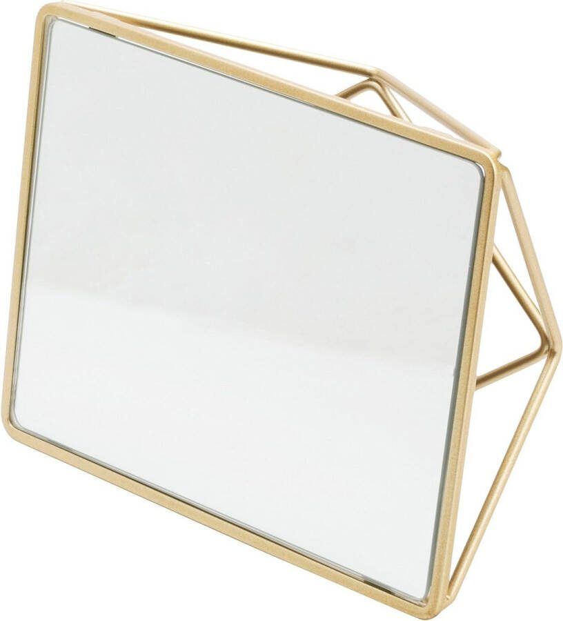 Make-up Spiegel Geometrische Vrijstaande IJdelheid Spiegel Horizontaal of Verticaal Make-up & Scheergebruik Satijnen Goud
