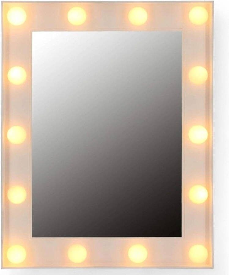 Make-up spiegel Hollywood Spiegel wandspiegel tafelspiegel met LED-lampen en haken slaapkamer badkamer 18 x 13 cm wit