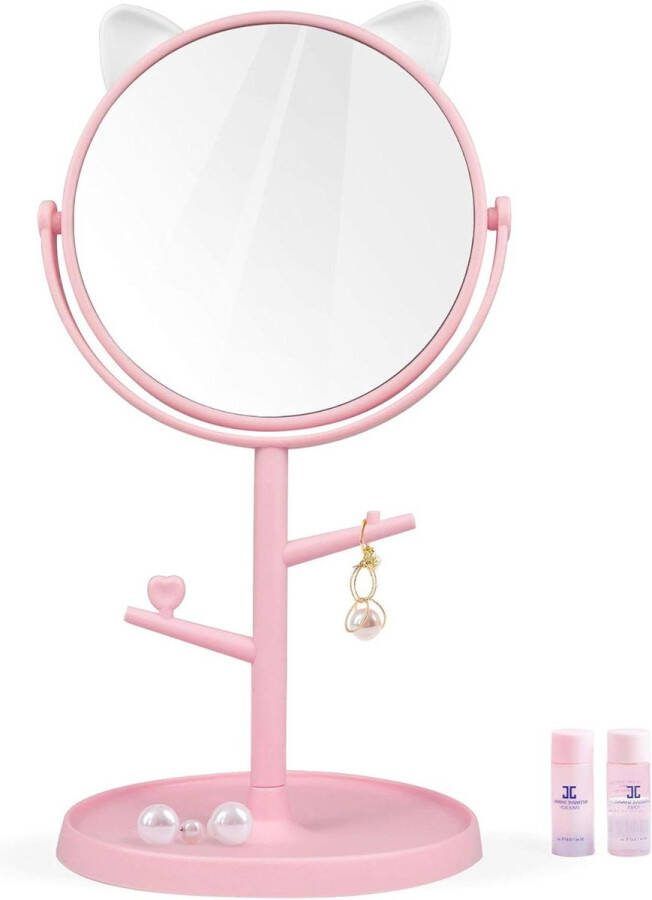 Make-up Spiegel in Schattige Kattenoren Vorm voor Meisjes Roze