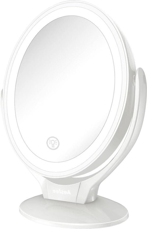 Make-up Spiegel LED-verlichte Oplaadbare Make-upspiegel 1x 7x Vergroting Dubbelzijdige Vergrotende Spiegel met Dimbaar Touchscreen Draagbare Verlichte Spiegel voor op Reis Badkamer