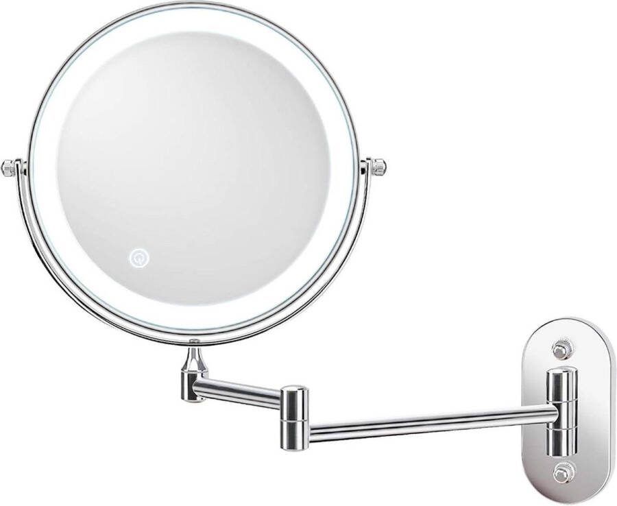 Make-up Spiegel Muur Gemonteerde Vergrotende Spiegel Met LED-Verlichting 10x Vergroting Fogless Make-up Sheren Helder Zilver