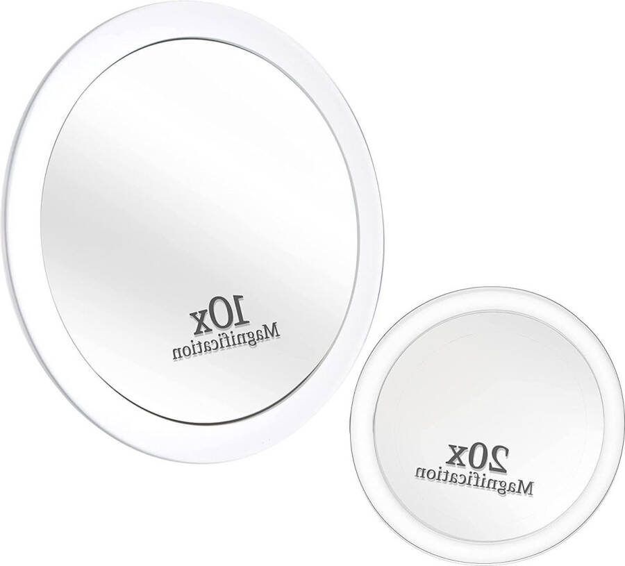 Make-up Spiegel Vergrotingsspiegel 20 x en 10 x met zuignap ronde spiegel 20 x en 10 x vergroting 15 cm en 10 cm
