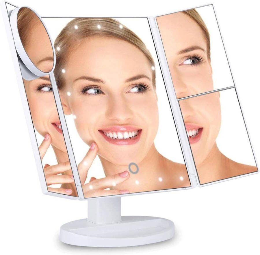 Make-up Spiegel Verlichting Opvouwbare Spiegel 1X 2X 3X 10X LED Verlichting Oplaadbaar Cosmeticastandaard USB Batterijvoeding