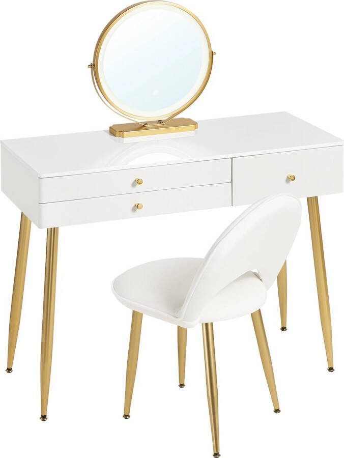 Make-up Tafel Kaptafel Dressoir Luxe Kaptafel Moderne look Wit Roze Goud Met krukje Incl. Stoel Incl. Spiegel