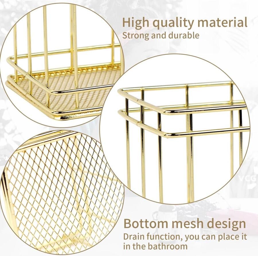 Make-upborstelhouder Cosmetische organizer voor penselen en pennen opslag voor make-upborstels Elegante desktopgereedschapscontainer Perfect voor slaapkamer en kantoor Borstelcontainer (goud)