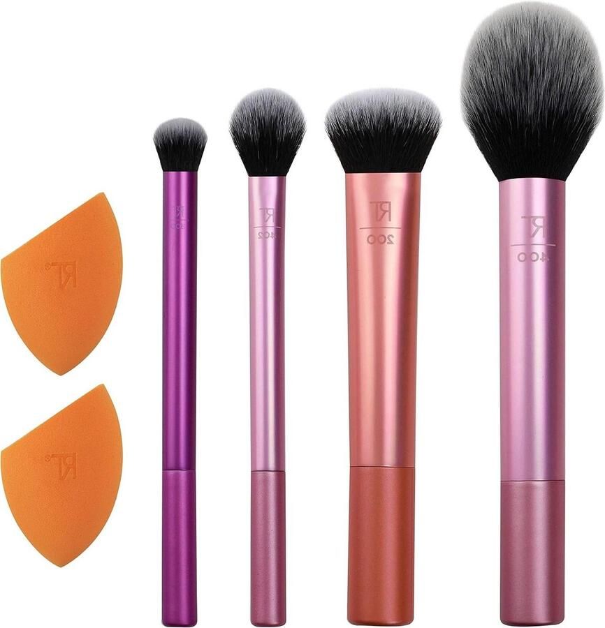Make-upborstelset make-upsponsblenders oogschaduw foundation blush concealer ultrapluche synthetische borstelharen 6-delige set (Pack van 2)