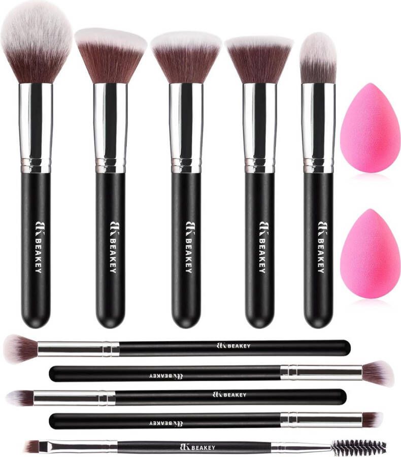Make-upborstelset Premium synthetische Kabuki Foundation gezichtspoeder Blush Oogschaduwborstels Makeupborstelset met Blender Spons