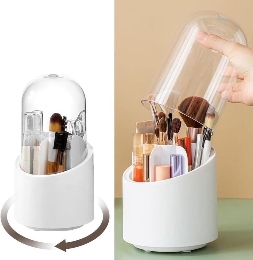Make-upkwastenhouder 360 stuks draaibaar waterdicht cosmetica-organizer met stofdicht deksel voor wastafel badkamer bureau werkblad