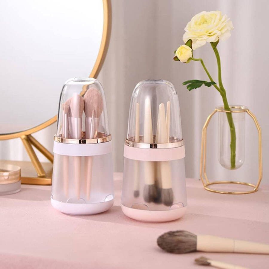 Make-upkwastenhouder cosmetica-organizer afneembare multifunctionele borstels reinigingsdroging voor make-up opbergkist vitrines voor werkblad (roze)