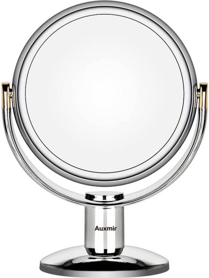 Make-upspiegel met 1X 10X Vergroting Dubbelzijdige & 360 ° Draaibare Tafelspiegel voor Make-up Scheren Gezichtsverzorging in de Woonkamer Juwelier Zilver